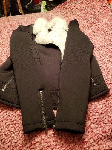 Groovy KIIND OF Black SCUBA MOTO Jacket NWT $159 Sz L faux Sherpa FREE GLOVES! - Picture 10 of 10