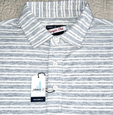 NEW JOHNNIE-O, MEN'S SMALL, BRANNEN STRIPED LONG-SLEEVE GREY POLO, MSRP $138.00!