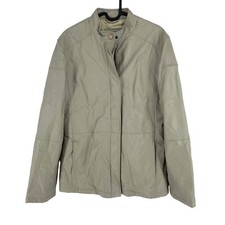 Giacca Biker In Pelle Grigia Armani Jeans Taglia EU 42 UK 16 US 12