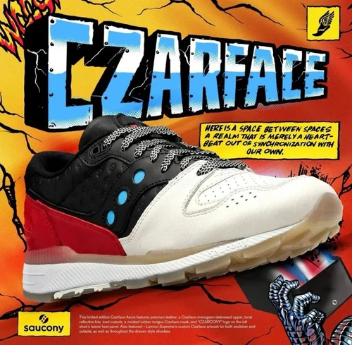 Saucony x Czarface Azura 'Czarcony' White Black Red Blue S70610-1 Men's Sz 7-10