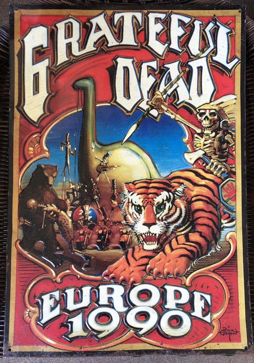 GRATEFUL DEAD EUROPE 1990 Tin/metal Sign Rick Griffin