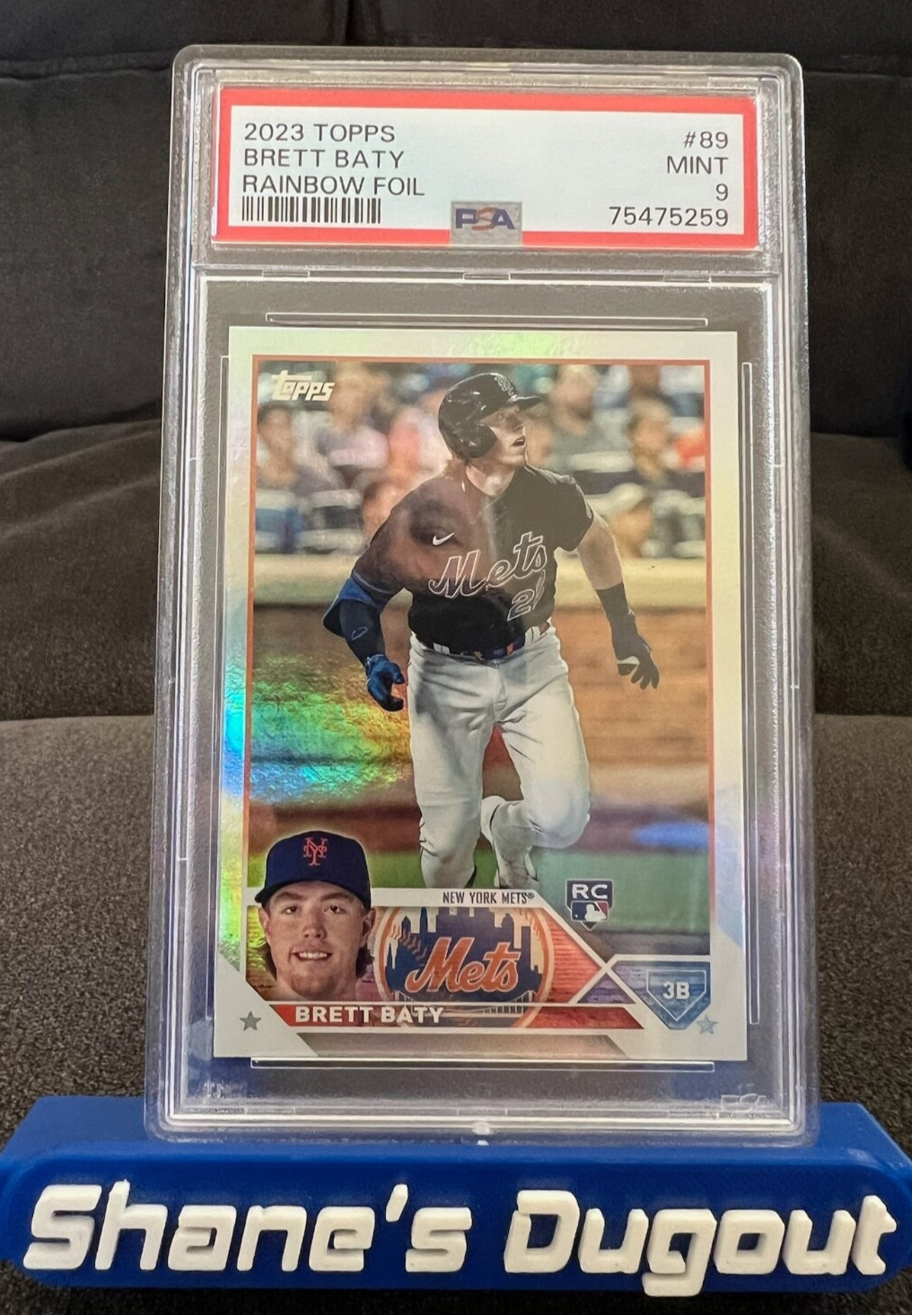 2023 Topps Brett Baty #89 RAINBOW FOIL - PSA 9 Mint - New York Mets