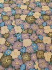 Purple, Pink, Blue, Brown Floral Fabric-By The Yd ("Almost Amish", RJR Fabrics)