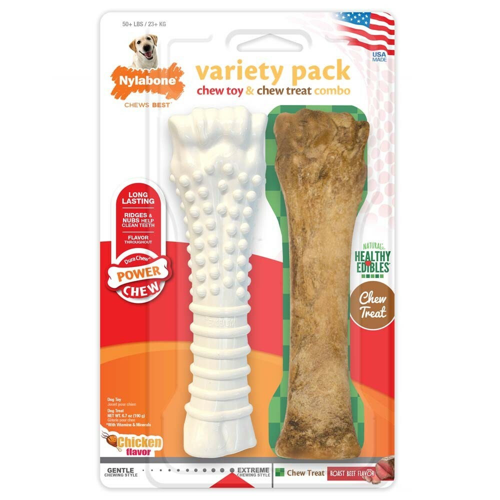 Nylabone Healthy Edibles Dog Chew Treat and Chew Toy Variety Pack, Souper