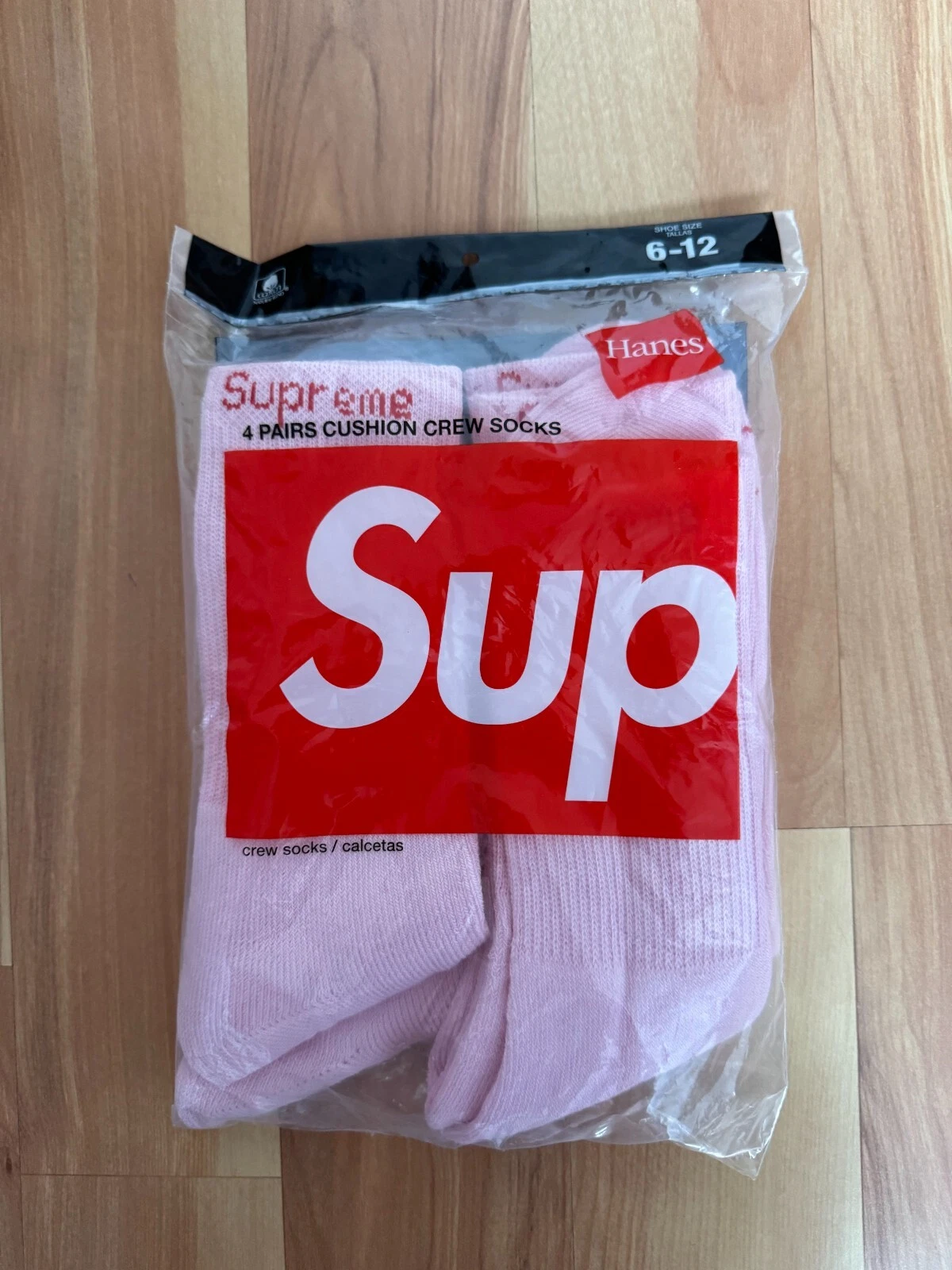 Chaussettes Supreme / Hanes Crew   Rose   1 lot de 4 paires. Taille 6 12 Neuf