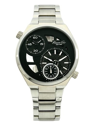 Kenneth Cole NY KC3991 DUAL TIME Display Skeleton Stainless Steel