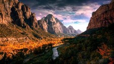 Landscape nature r river mountains zion national park Custom Gaming Mat Desk