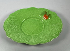 Vintage Crown Devon Cabbage leaf side Plate Green with Tomato Detail