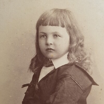 Victorian Photo CDV Angelic Boy Long Hair Outfit Spade W L Whitehouse Dolgelley