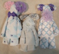 3 Baby Receiving blankets Uniquely Handcrafted As Teddy Bears With Ribbons, Bows