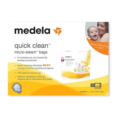 2Pack Medela Breast Feed Quick Clean Micro-steam Bags 5 Count 100 Uses