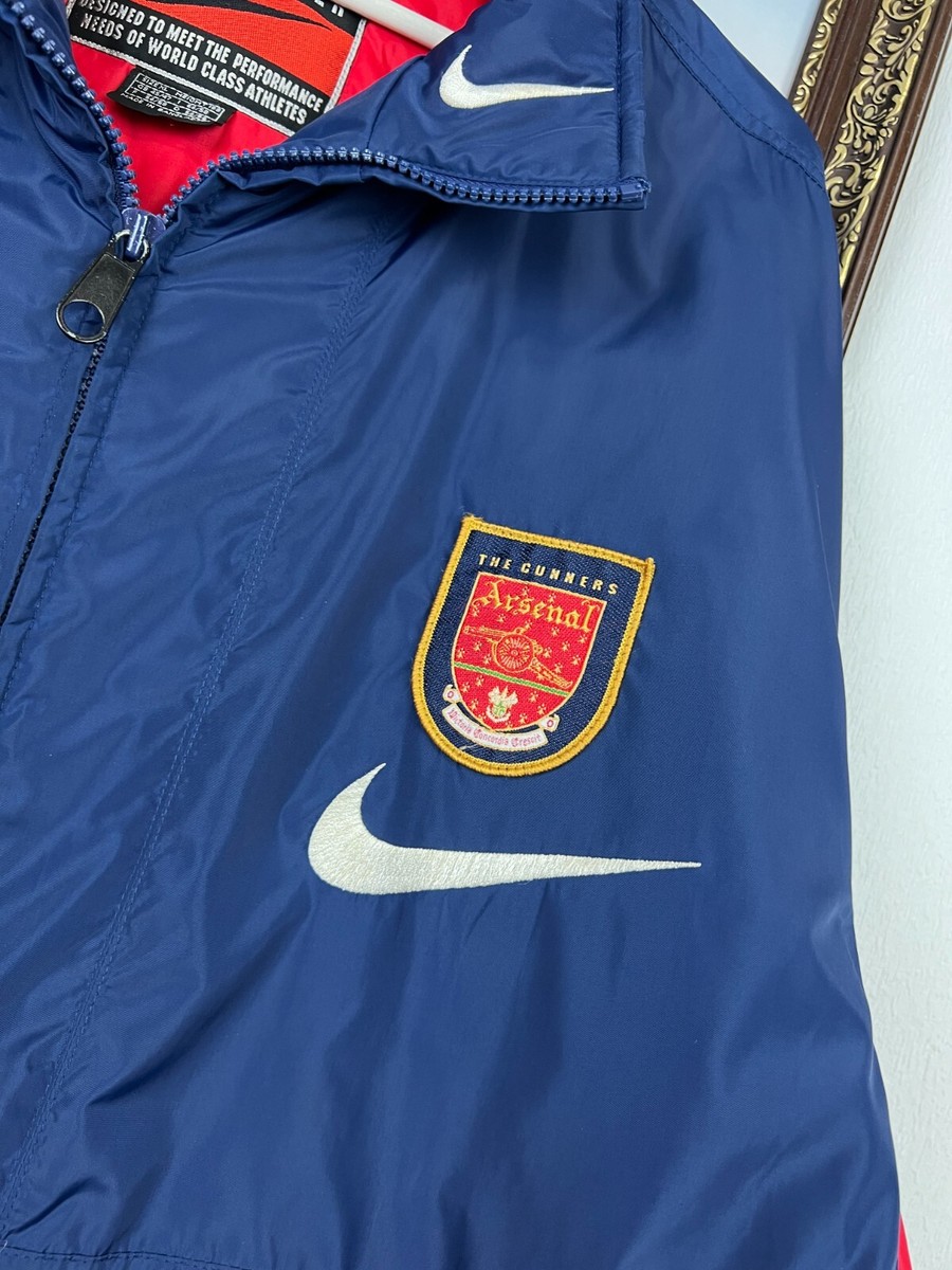 Vintage 90's Nike Arsenal Football Jacket Soccer Blue Bomber