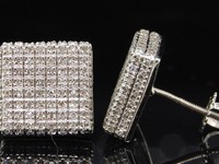 Mens 10k White Gold .54c Diamond 3d Cube Stud Earrings on sale Mens 10k White Gold .54c Diamond 3d Cube Stud Earrings on sale