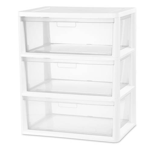 Wide 3 Drawer Tower White Storage Organizer Home Drawer Box Baskets Bins New