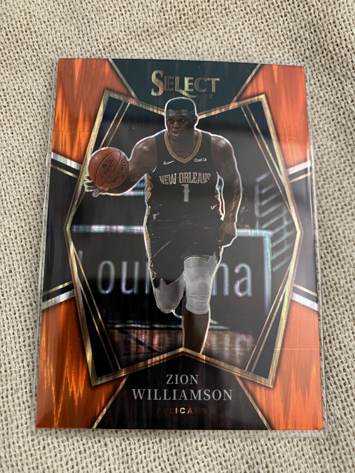 2021-22 Select ZION WILLIAMSON PREMIER LEVEL Orange Flash Prizm #191 Pelicans SP
