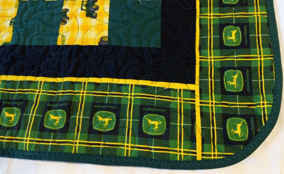 Новый 40 «X 45» John Deere зеленый желтый вручную пирсинг машина выстеганная Baby лоскутное одеяло - Изображение 3 из 4