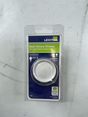 Leviton Push On/Off Basic Incandescent Rotary Light Dimmer White C22-700-W New