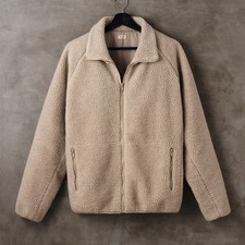 John Galt Jacket Teens Medium Beige Sherpa Bomber Full Zip Pockets Lined