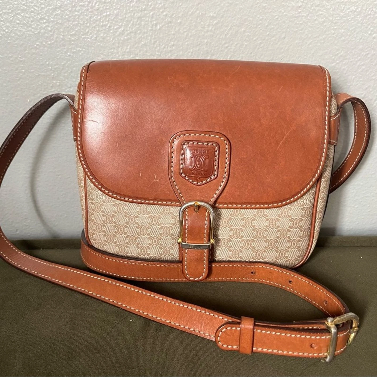 Celine — CELINE Macadam Blason Front Buckle Shoulder bag
