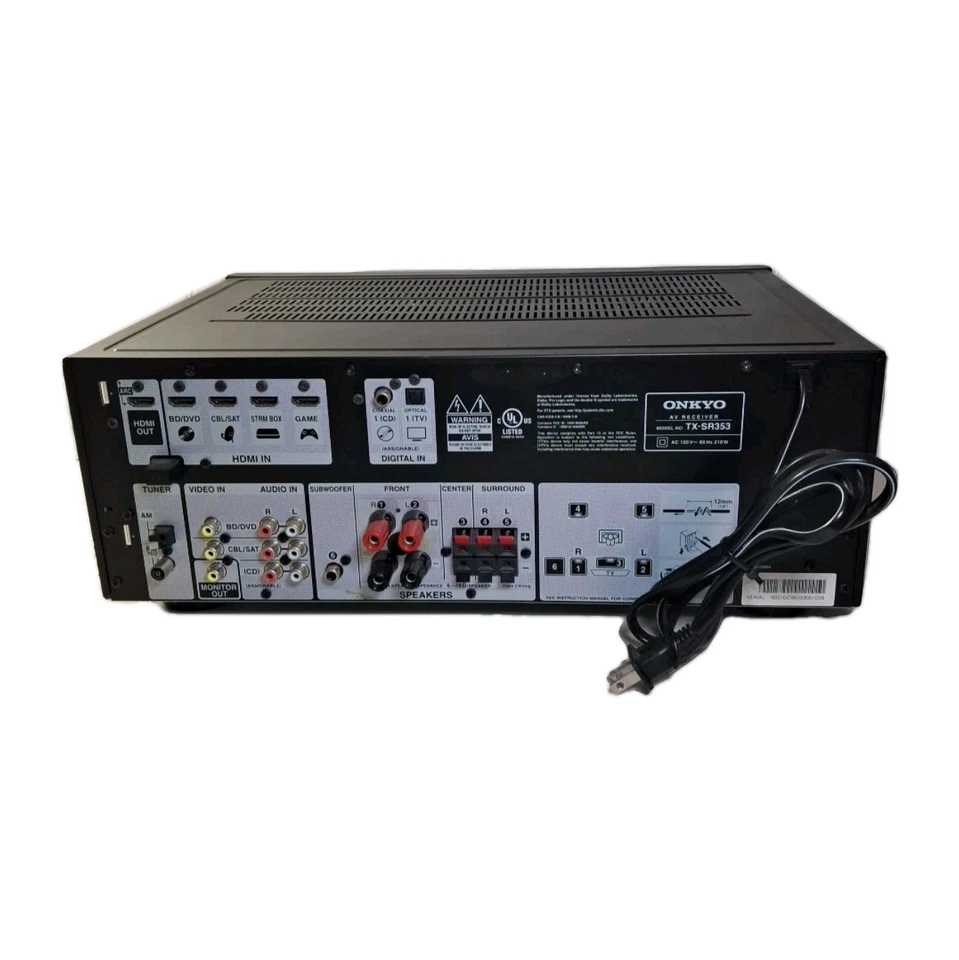 Onkyo TX-SR393 5.2-Channel AV 4K Ultra HD Receiver Black Dont Power On READ - Image 4 of 4