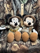 Disney Animal Kingdom Safari Mickey And Minnie Mouse Set Plush Vintage