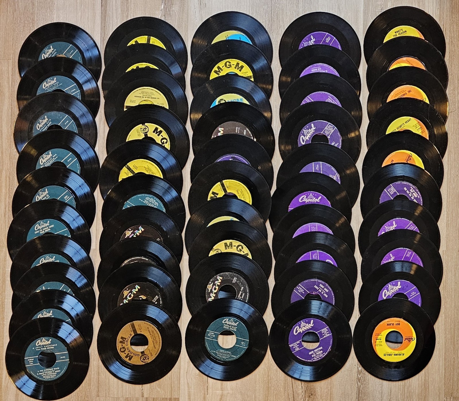 Vintage 1950s-70s CAPITOL & MGM 45 RPM Vinyl Records Lot of 50 Well Played