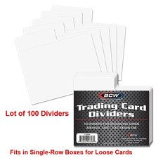 Lot of 100 BCW Horizontal White Plastic Trading Card Dividers with Fold Down Tab