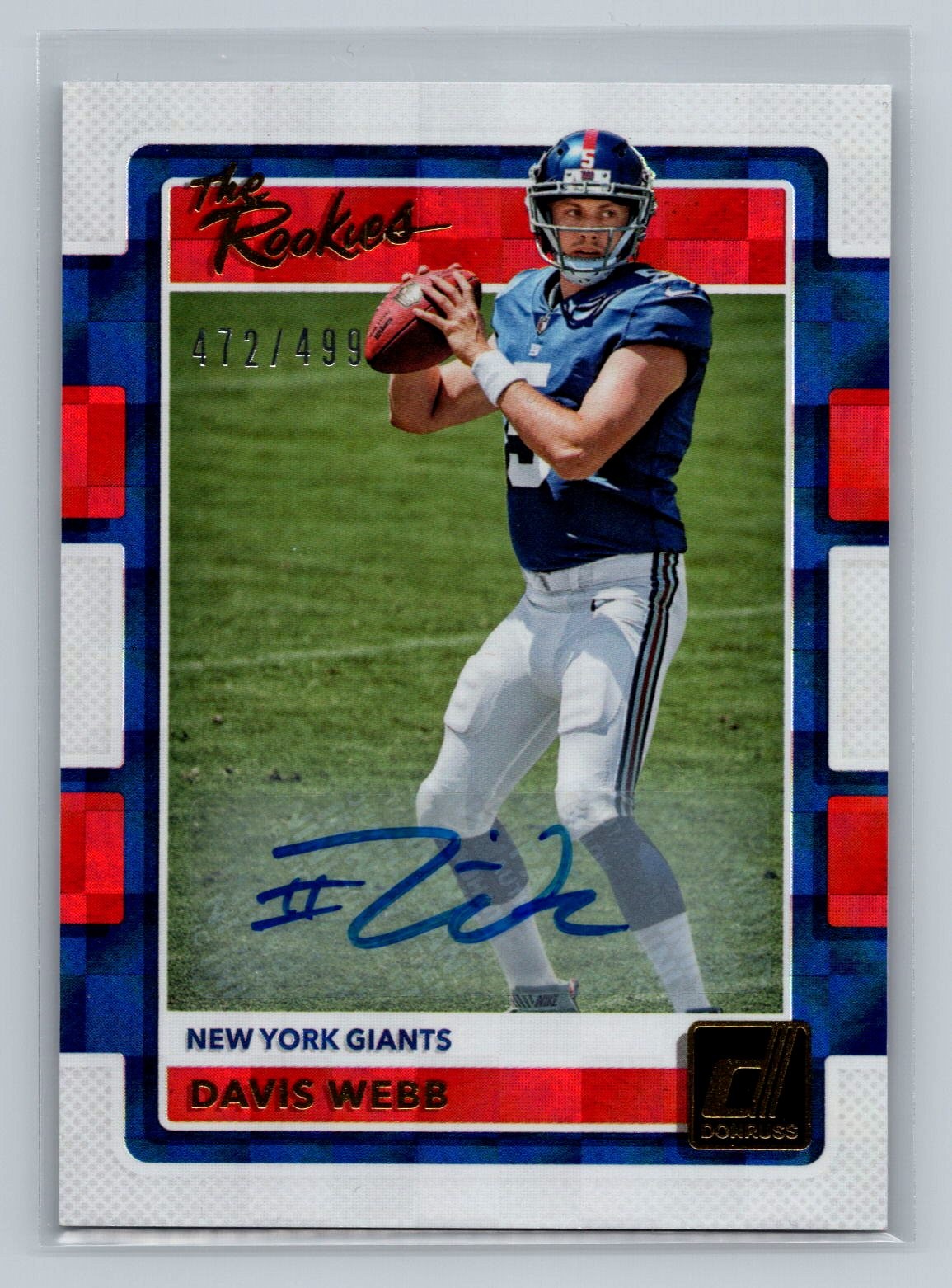 2017 Donruss Davis Webb #24 The Rookies Autographs #/499 New York Giants