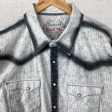 Wrangler Rock 47 Pearl Snap Shirt Long Sleeve Western Cowboy Mens 2XL