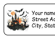 30 personalized Halloween return address labels stickers tags Haunted House