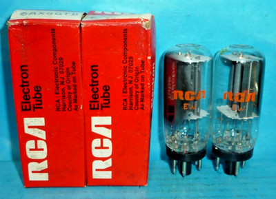 2 RCA 6AX4GTB Tubes Halo Getter Tests Good