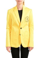 Dsquared2 Women's Bright Yellow Logo Decorated Two Button Blazer US S IT 40