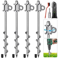 4 Pack Tent Stakes, 12 Inch Heavy Duty Ground Anchors, Full Welding, Easy to ...
