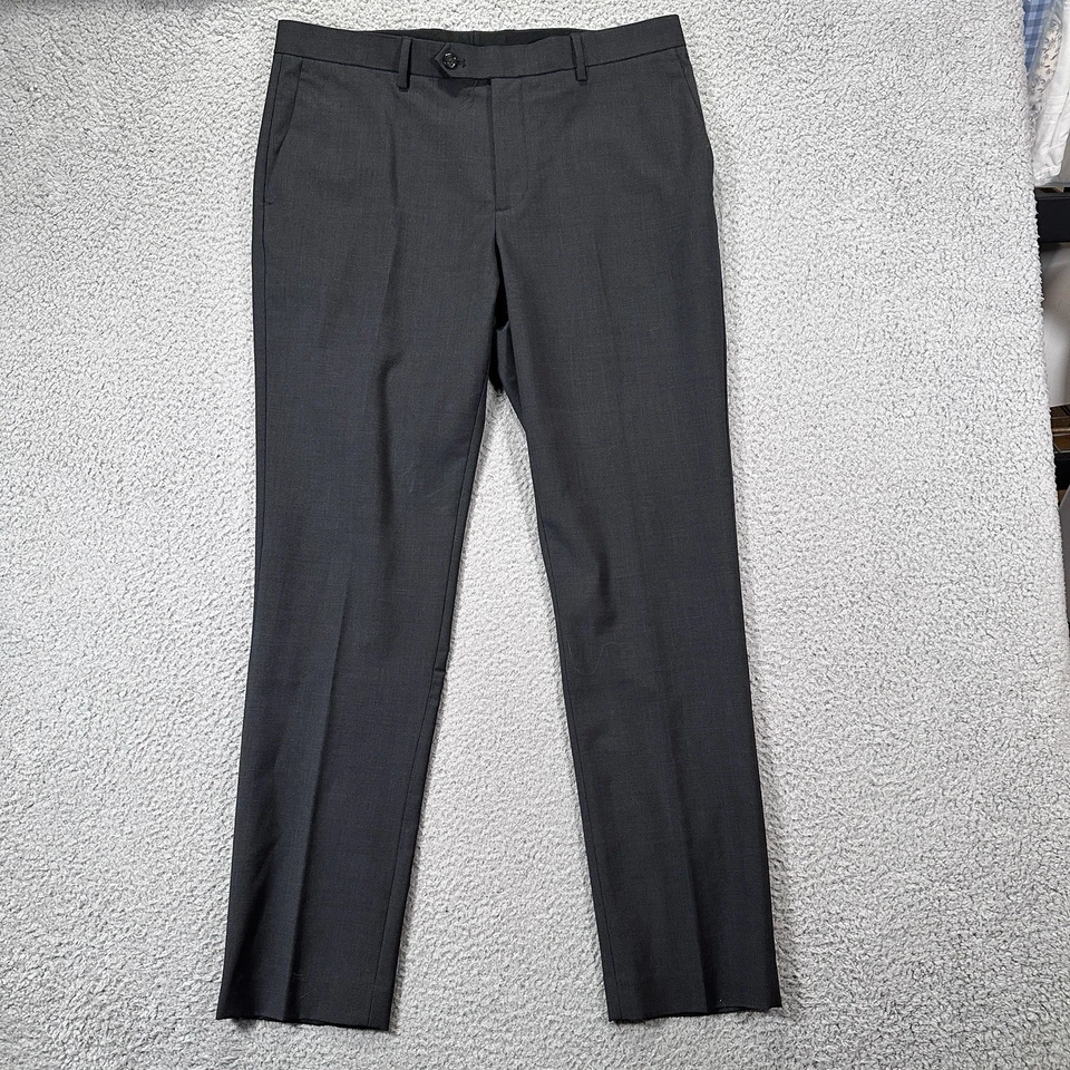 J Crew Bowery Wool Dress Pants 34x32 Dark Gray Slim Straight Stretch Business - Image 2 of 4