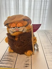 Vintage Garfield Plush Big Cat On Campus Dakin 1981 B.C.O.C Flag w Fur Wrap