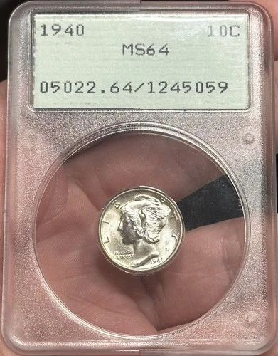 1940-D Mercury Dime PCGS MS64 FB Rattler Holder
