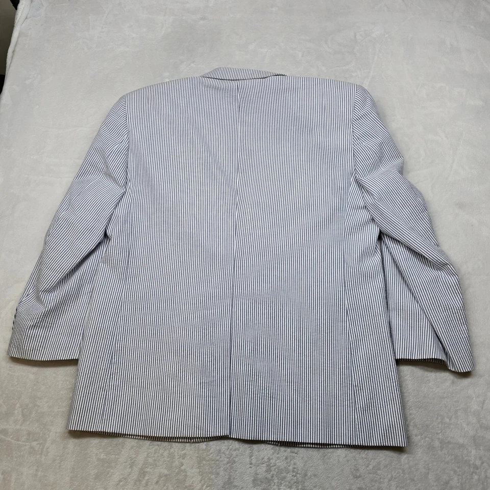 Abrigo Deportivo JoS A Bank Seersucker Para Hombres 44S 44 Azul Blanco Rayas Blazer Chaqueta Foto 3 de 4