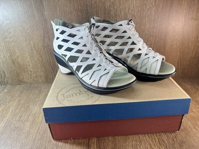 JBU Jambu Sugar Cane Bungee Memory Foam Wedge Sandal Pearl Women's Size 7