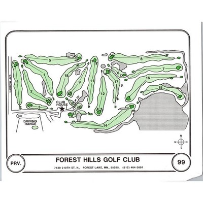 Forest Hills Golf Club Forest Lake MN 1989 Golf Course Map SK6