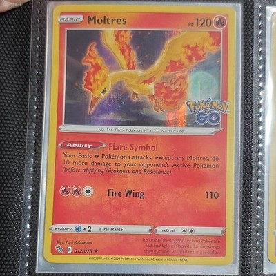Moltres 012/078 Pokémon GO Holo Rare Basic 120HP Fire Wing Flame Pokémon