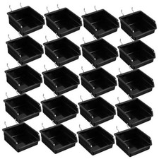 20 Pack Pegboard Bins With Metal Hooks, Black Pegboard Storage Bins, Pegboard