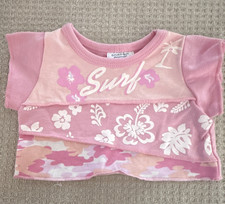 Build-A-Bear Workshop Pink  White Surf Shirt Teddy Bear Clothing Summer Theme