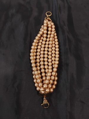 Vintage Monet 8 strand Faux Pearl Gold Toned Bracelet