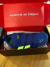 TYR Drop Zero Trainer Blue Yellow Powerstrap Mens 10.5 NIB NR