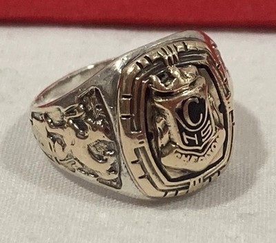 1934 CHS High School Class Ring LGB 925 Sterling Silver & 10k Gold