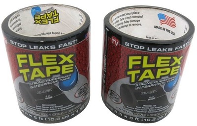 Flex Tape 4 in x 5 ft Original Thick Flexible Rubberized Waterproof Tape 2PK New