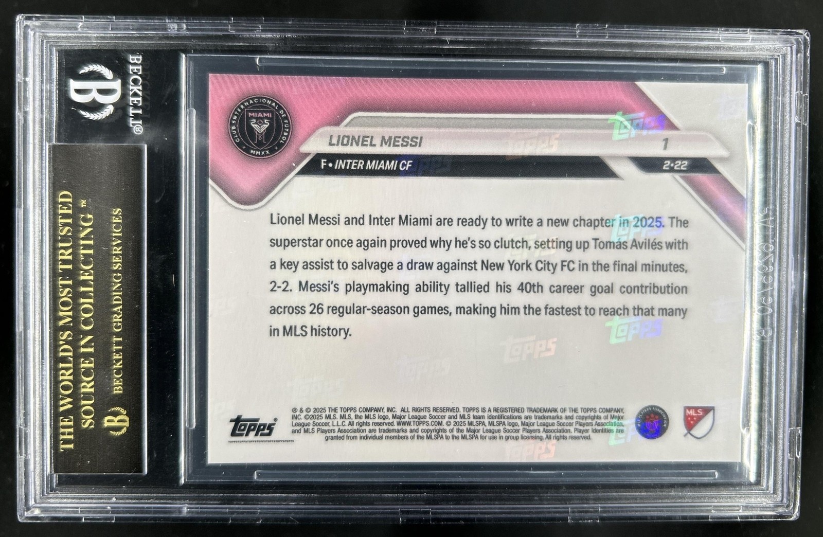 2025 Topps Now MLS Lionel Messi #1 Inter BGS 10 PRISTINE Black Label view 2
