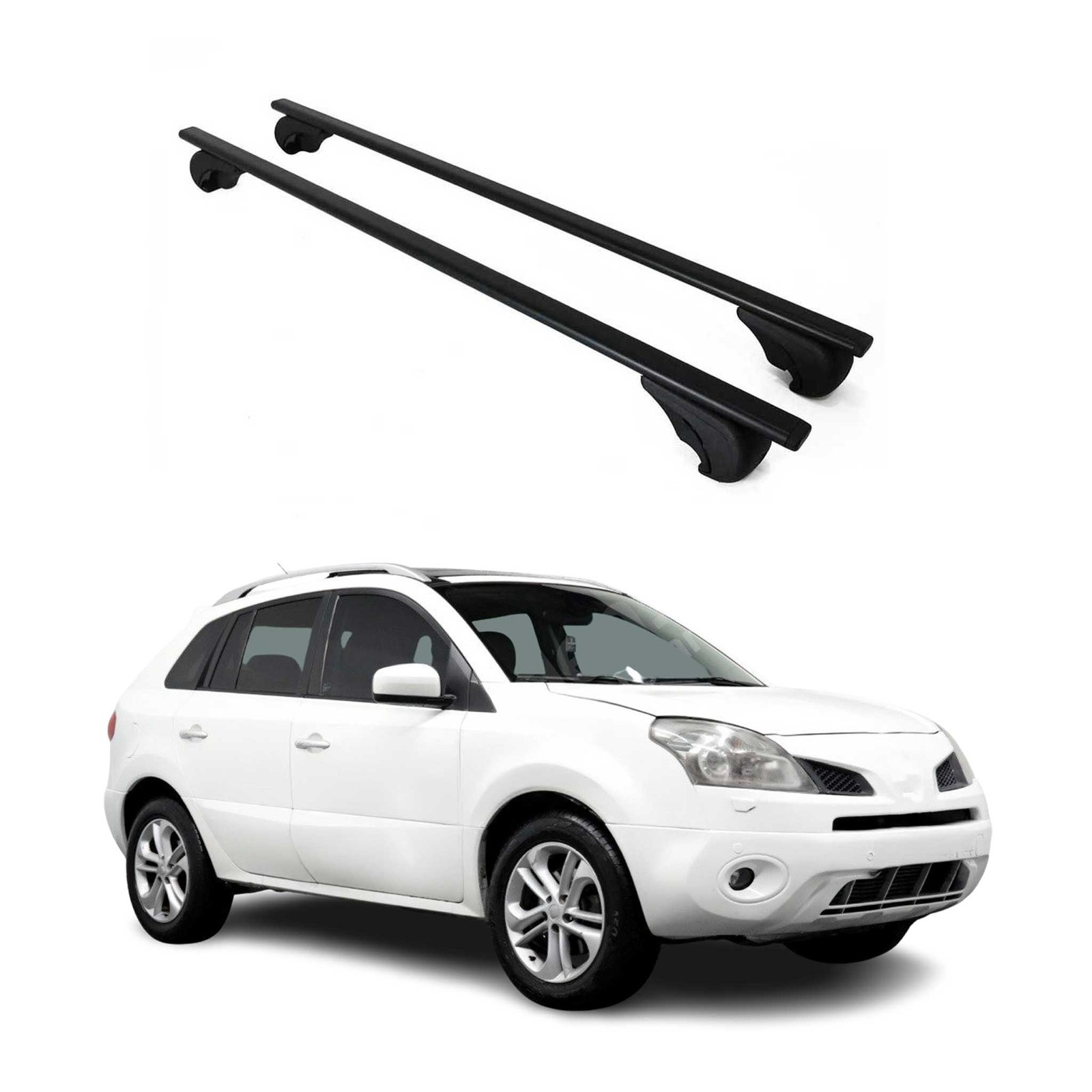 Barres de toit transversales robustes en fer noir pour Renault Koleos 2008-2014 de style origine
