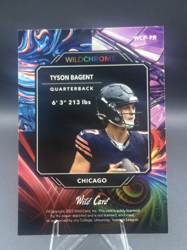 Wild Card 2023 Wildchrome Rookie Tyson Bagent /3 WCP-PR Chicago Bears Football - Picture 2 of 2