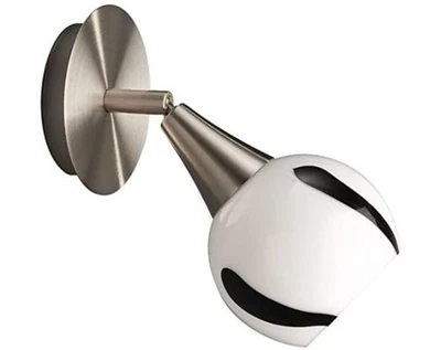 Energiespar Wandspot Strahler Schwarz Weiss Schwenkbar Dekorglas Stahl Schalter - Bild 1 von 3